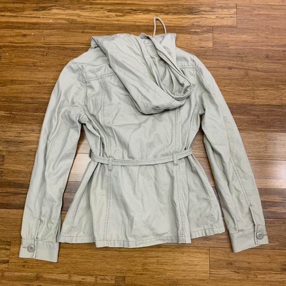 Y2K Converse Hooded Utility Coat Womens Large Cotton Belt Double Breasted Jacket - Picture 5 of 8